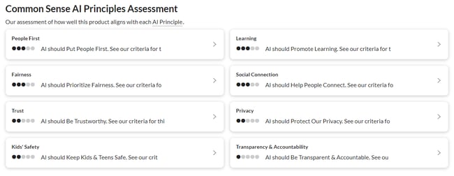 A list of rating principles for reviews of AI tools